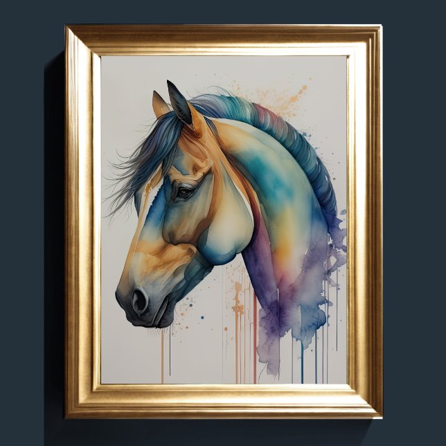 Affiche Aquarelle Peinture de cheval (Créateur téléchargé)