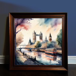 Affiche Aquarelle Peinture de Cityscape Londres Angleterre