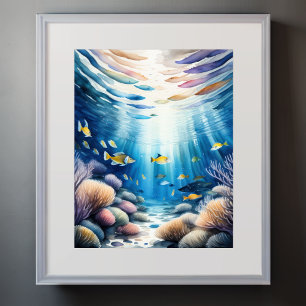 Affiche Aquarelle Peinture de Coral Reef II