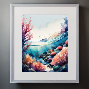Affiche Aquarelle Peinture de Coral Reef III