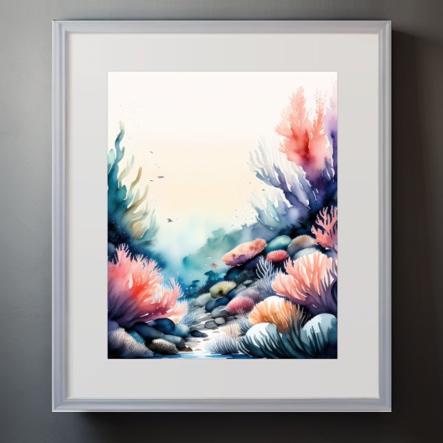 Affiche Aquarelle Peinture de Coral Reef rose (Créateur téléchargé)