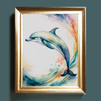 Aquarelle Peinture de dauphin 4:5