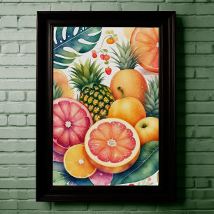 Affiche Aquarelle Peinture de fruits secs III