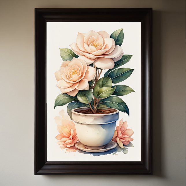 Affiche Aquarelle Peinture de Gardenia en Pot (Créateur téléchargé)