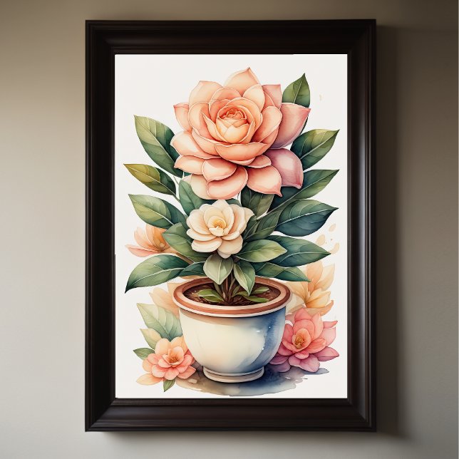 Affiche Aquarelle Peinture de Gardenia en Pot II (Créateur téléchargé)