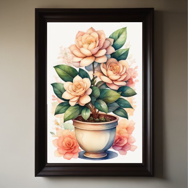 Affiche Aquarelle Peinture de Gardenia en Pot III (Créateur téléchargé)