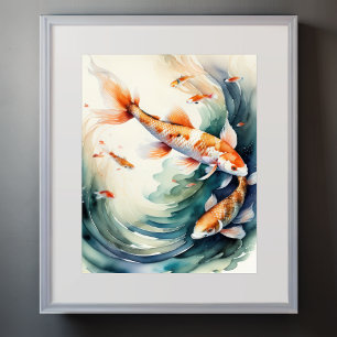 Affiche Aquarelle Peinture de Koi Fish III