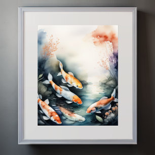 Affiche Aquarelle Peinture de Koi Fish IV