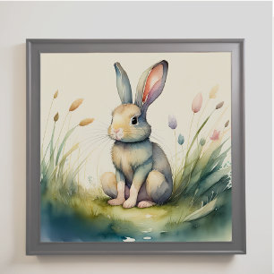 Affiche Aquarelle Peinture de lapin lapin 1:1