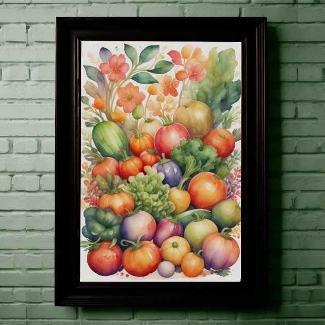 Affiche Aquarelle Peinture de légumes assortis (Créateur téléchargé)