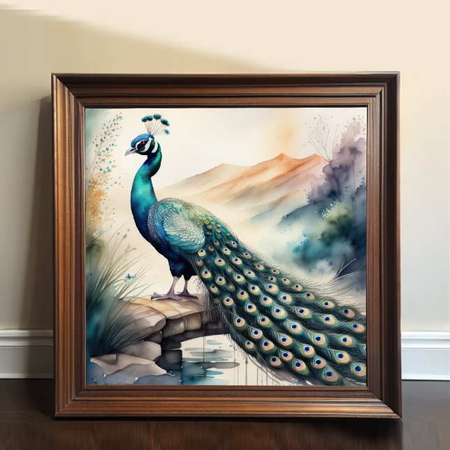 Affiche Aquarelle Peinture de Peacock 1:1 (Créateur téléchargé)