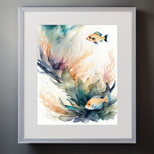 Affiche Aquarelle Peinture de poisson
