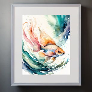 Affiche Aquarelle Peinture de poisson