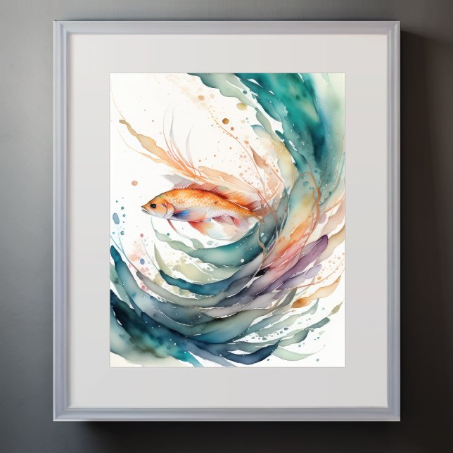 Affiche Aquarelle Peinture de poisson (Créateur téléchargé)