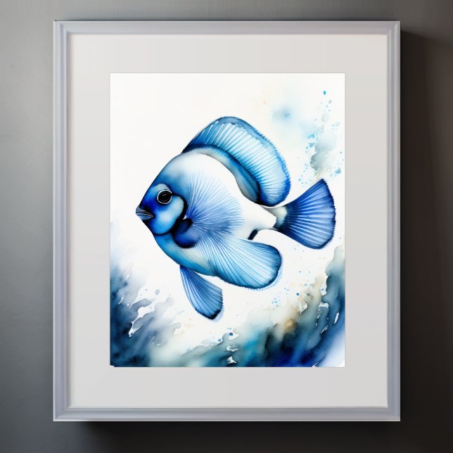 Affiche Aquarelle Peinture de poisson bleu II (Créateur téléchargé)
