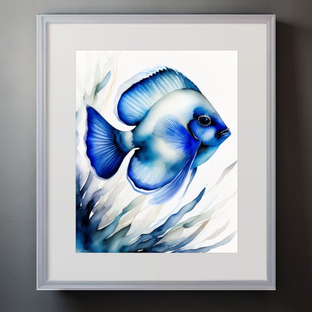 Affiche Aquarelle Peinture de poisson bleu III (Créateur téléchargé)