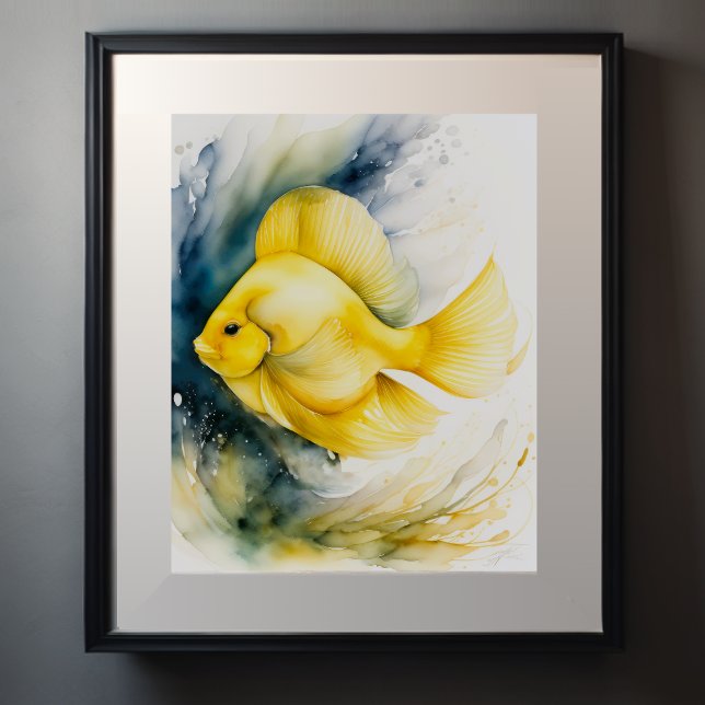 Affiche Aquarelle Peinture de poisson jaune (Créateur téléchargé)