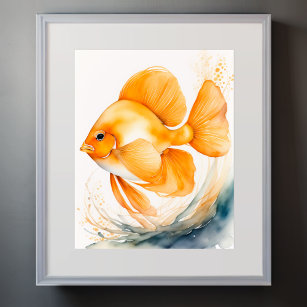 Affiche Aquarelle Peinture de poisson orange II
