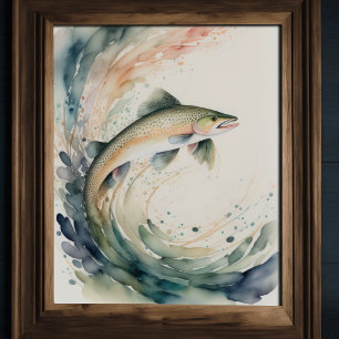 Affiche Aquarelle Peinture de poisson Splash II