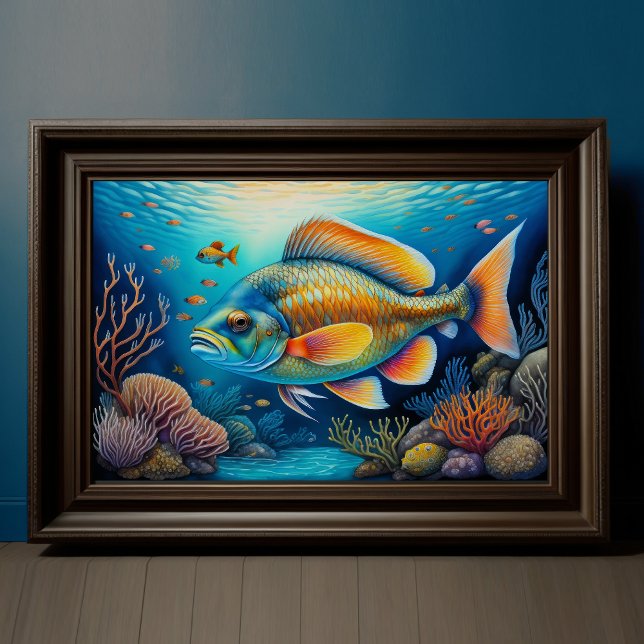 Affiche Aquarelle Peinture de poissons colorés de récif 3: (Créateur téléchargé)