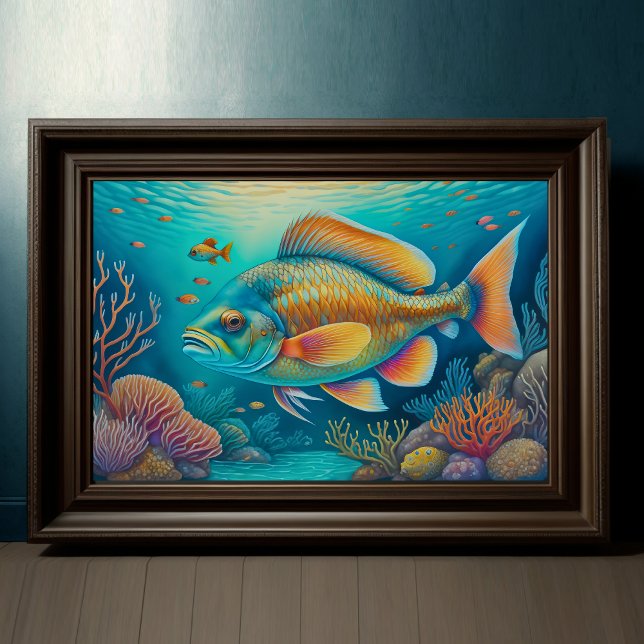 Affiche Aquarelle Peinture de poissons colorés de récif 3: (Créateur téléchargé)