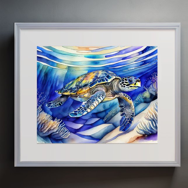 Affiche Aquarelle Peinture de tortue marine colorée III (Créateur téléchargé)