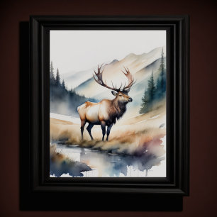 Affiche Aquarelle Peinture d'un Elk 5:4