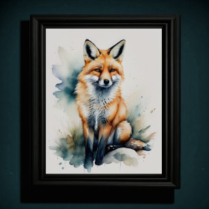 Affiche Aquarelle Peinture d'un Fox 5:4
