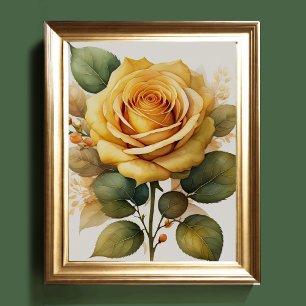 Affiche Aquarelle Peinture d'un Rose