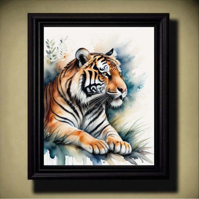 Affiche Aquarelle Peinture d'un tigre 5:4 (Créateur téléchargé)