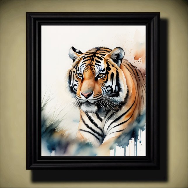 Affiche Aquarelle Peinture d'un tigre 5:4 (Créateur téléchargé)