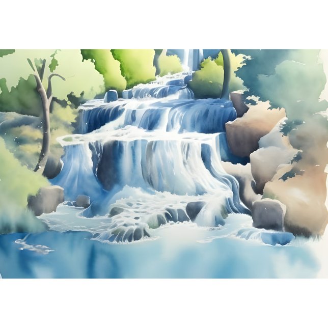Affiche Aquarelle Peinture D'Une Cascade (Créateur téléchargé)