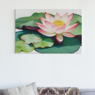 Affiche Aquarelle Peinture D'Une Fleur De Lotus