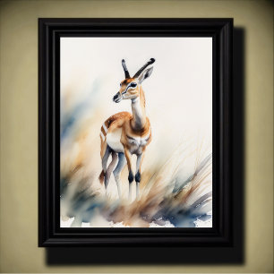 Affiche Aquarelle Peinture d'une Gazelle 5:4