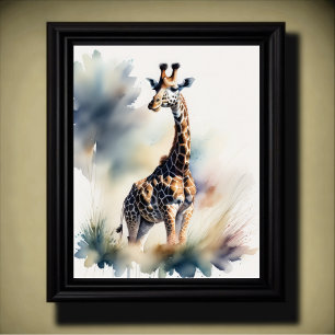 Affiche Aquarelle Peinture d'une girafe 5:4