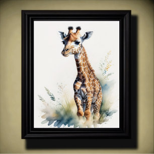 Affiche Aquarelle Peinture d'une girafe 5:4