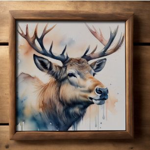 Affiche Aquarelle Peinture Majestic Elk 1:1