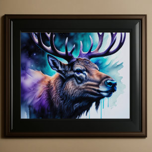 Affiche Aquarelle Peinture Majestic Elk 5:4