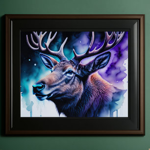 Affiche Aquarelle Peinture Majestic Elk 5:4