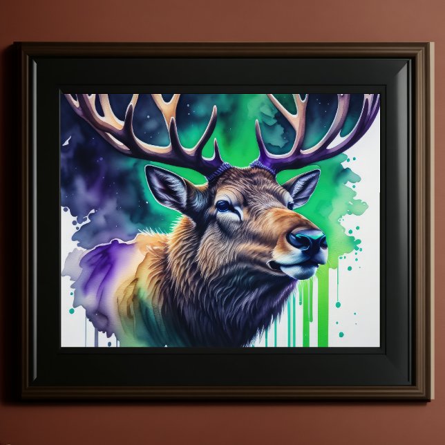 Affiche Aquarelle Peinture Majestic Elk 5:4 (Créateur téléchargé)
