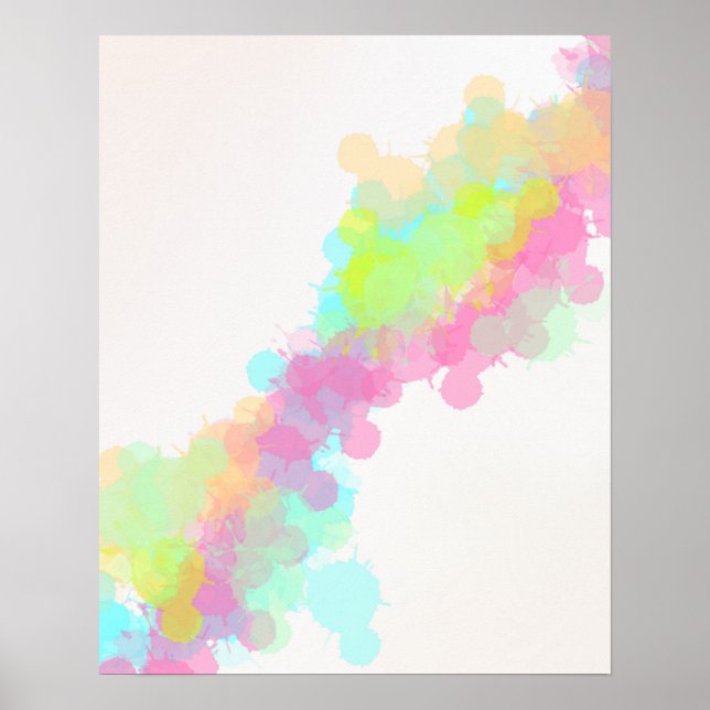 Affiche Aquarelle Peinture Splatter coloré arc-en-ciel (Devant)