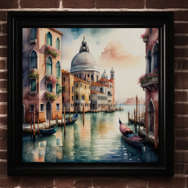 Affiche Aquarelle Peinture Venise Ville Scène Gondola 1:1 (Créateur téléchargé)
