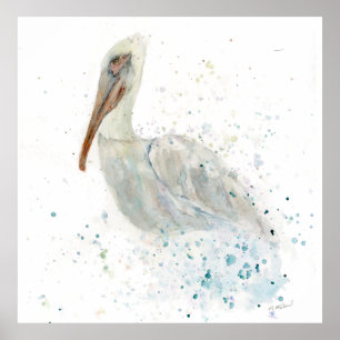 Affiche Aquarelle perdue Pélican
