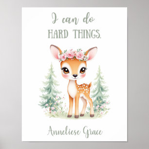 Affiche Aquarelle personnalisée Cerf Bois Pépinière animal
