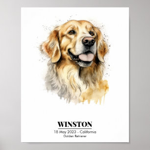 Affiche Aquarelle personnalisée de Golden Retriever