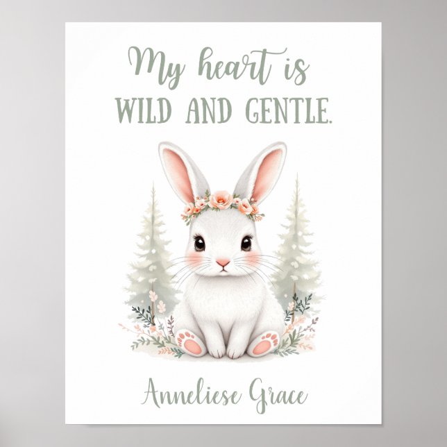Affiche Aquarelle personnalisée Lièvre Bois Élevage (Devant)