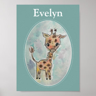 Affiche Aquarelle personnalisée peinte à la main par Giraf