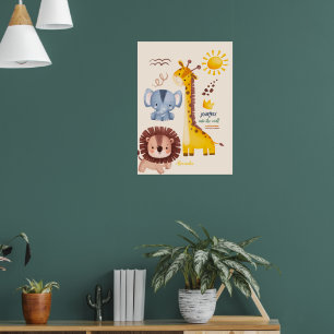 Affiche Aquarelle personnalisée Safari Animaux