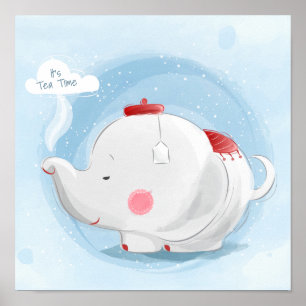 Affiche Aquarelle personnalisée Teacup Elephant