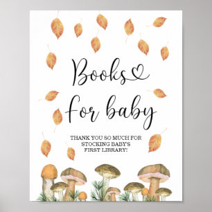 Affiche Aquarelle petit champignon, livres d'automne pour